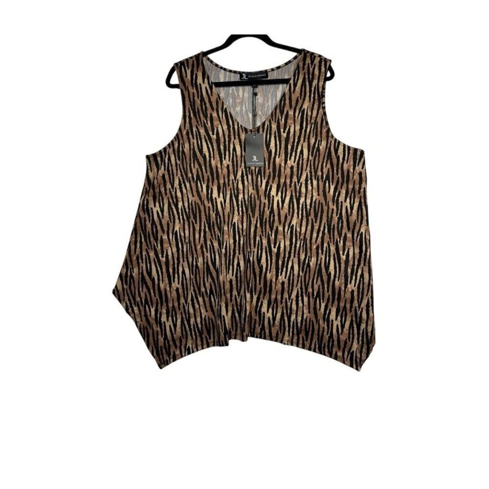 Jules & Leopold Size 3X Animal Print Brown & Black Sleeveless Blouse. New W/Tag.